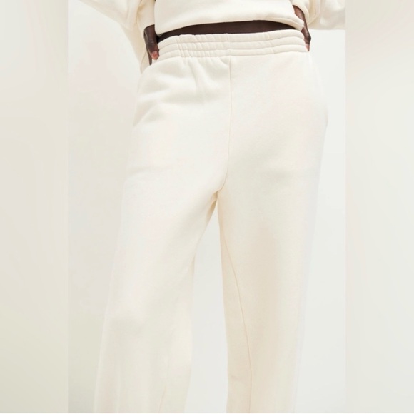 Reformation Wide Leg Sweatpants ivory off white medium organic cotton pockets - Picture 2 of 12
